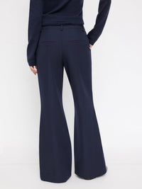 Navy High-Waisted Flared Trousers for Women