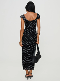 Black Polka Dot Bodycon Maxi Dress