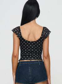 The Retro Dot: Ruffled Mesh Polka Dot Cami