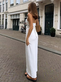 Women's White Halter Neck Vest Top & Maxi Skirt Co-Ord Set
