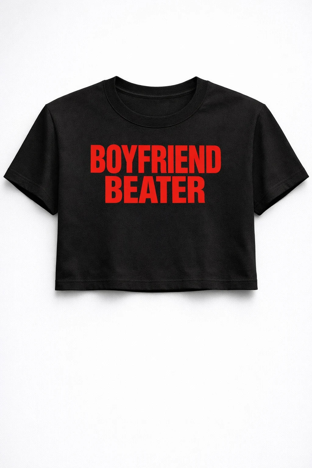 Boyfriend Beater Black Crop T-Shirt for Women