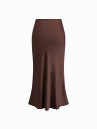 Chocolate Brown Flared Midi Skirt