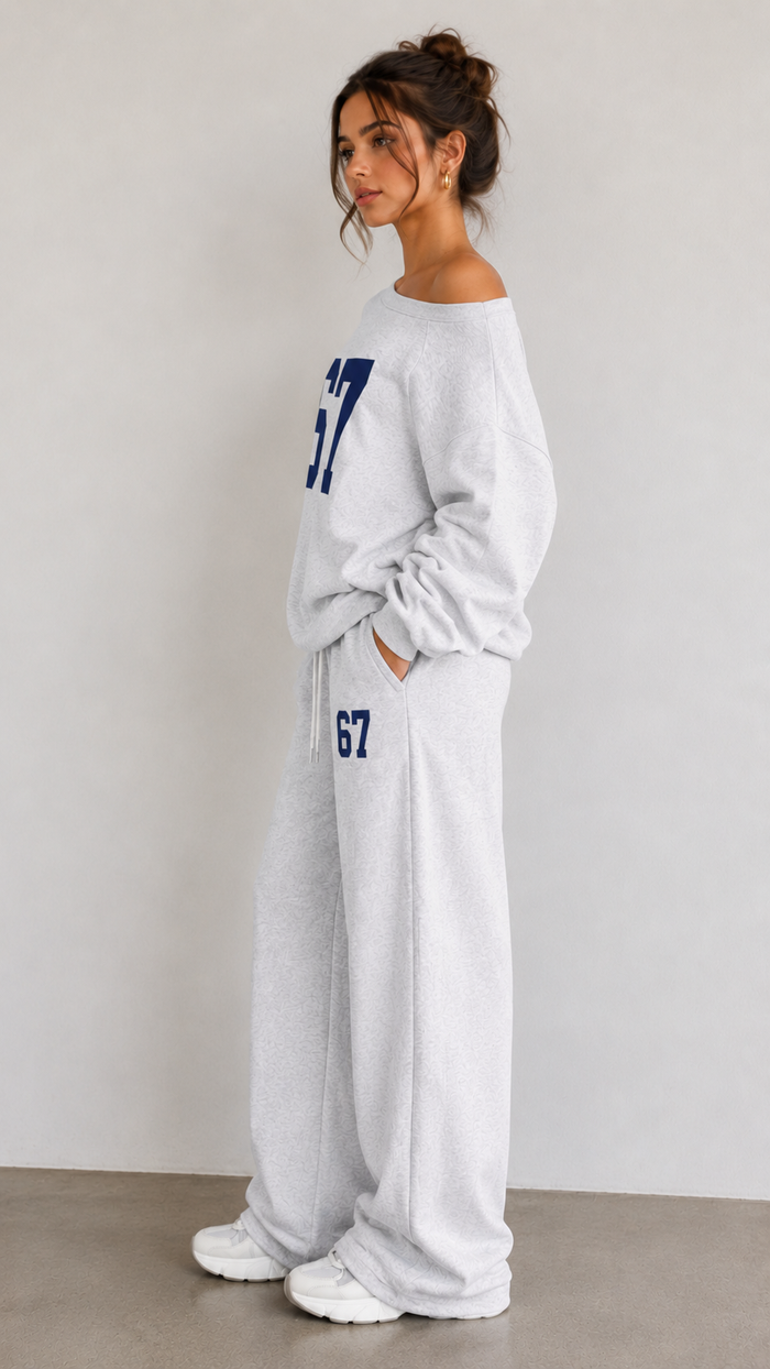 Grey 67 Oversized Sweatshirt & Wide-Leg Co-ord