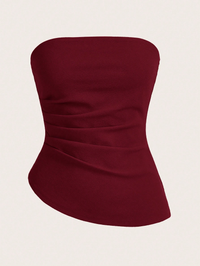 Wine Strapless Sculpted Tube Top