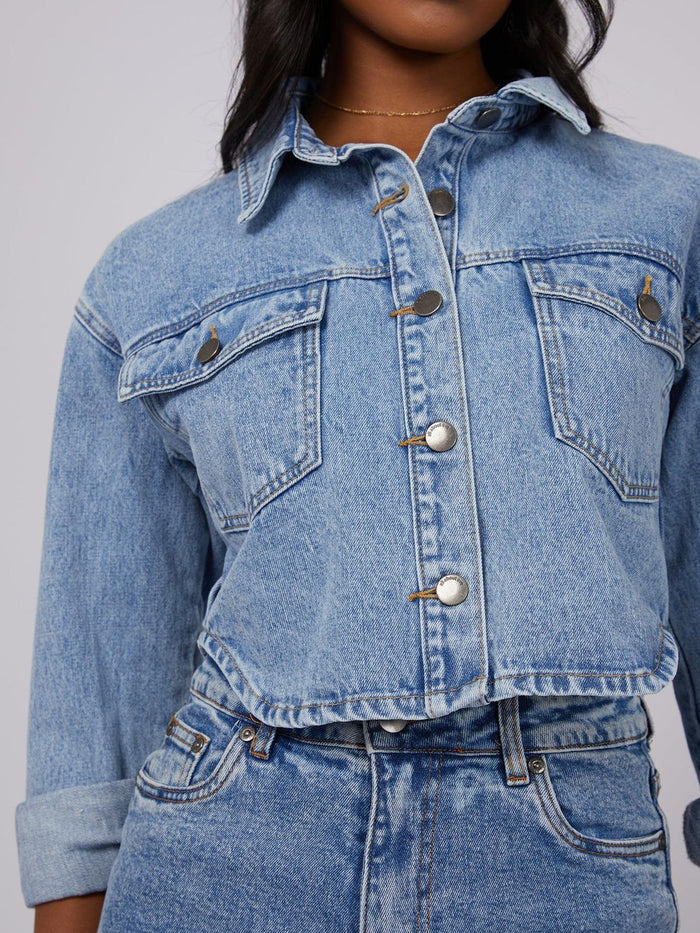 Cropped Utility Denim Jacket