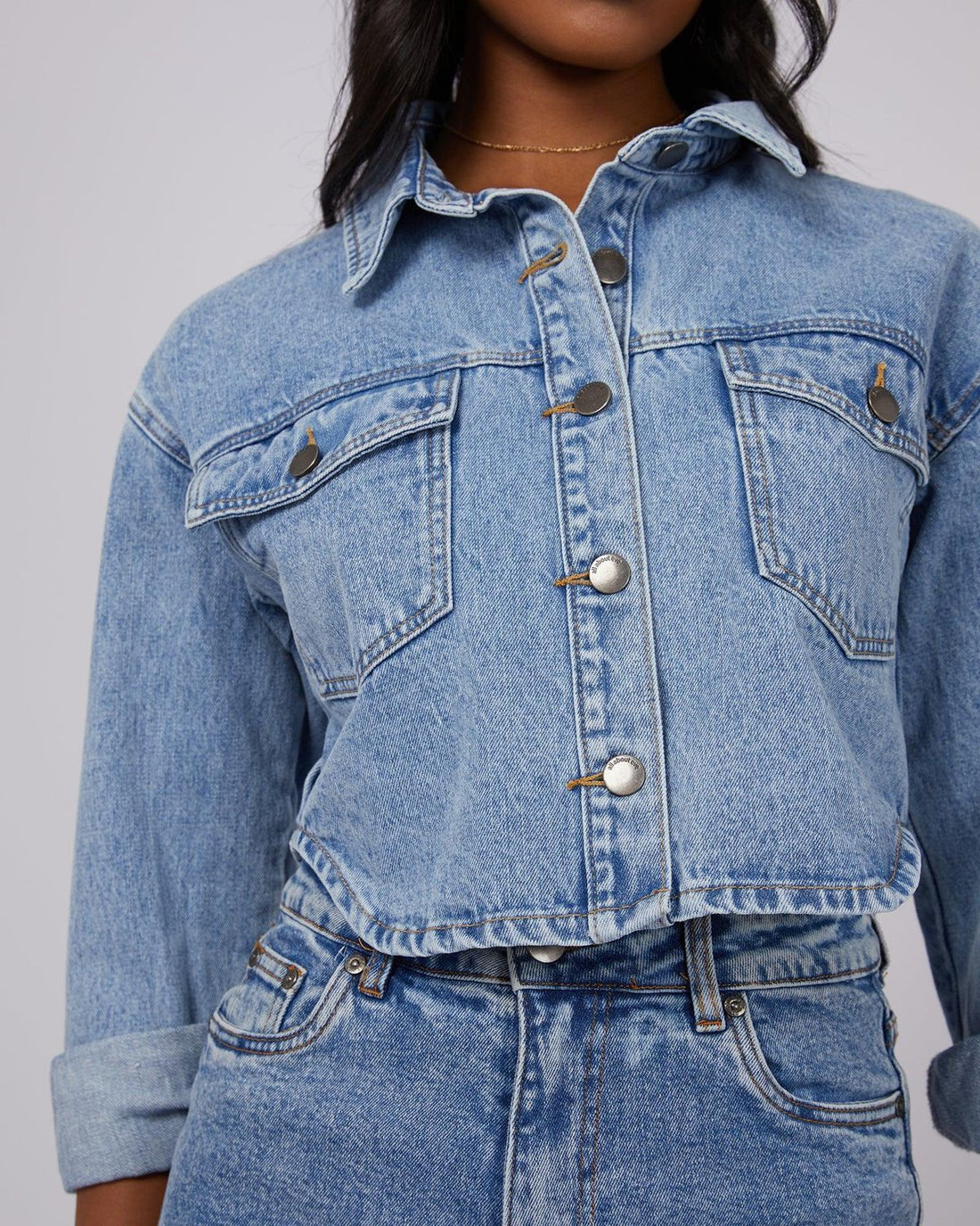 Cropped Utility Denim Jacket