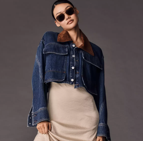 Contrast Collar Denim Jacket