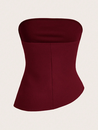 Wine Strapless Sculpted Tube Top
