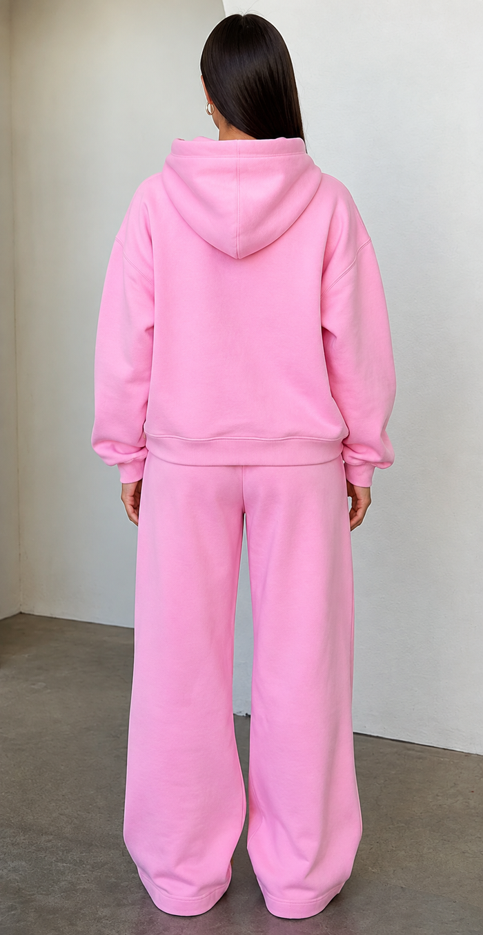 Pink Striped 17 Hoodie & Wide-Leg Jogger Co-ord