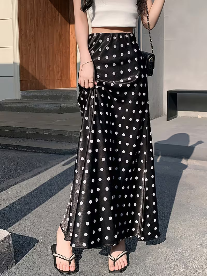 Black Polka Dot High Waist Maxi for Women
