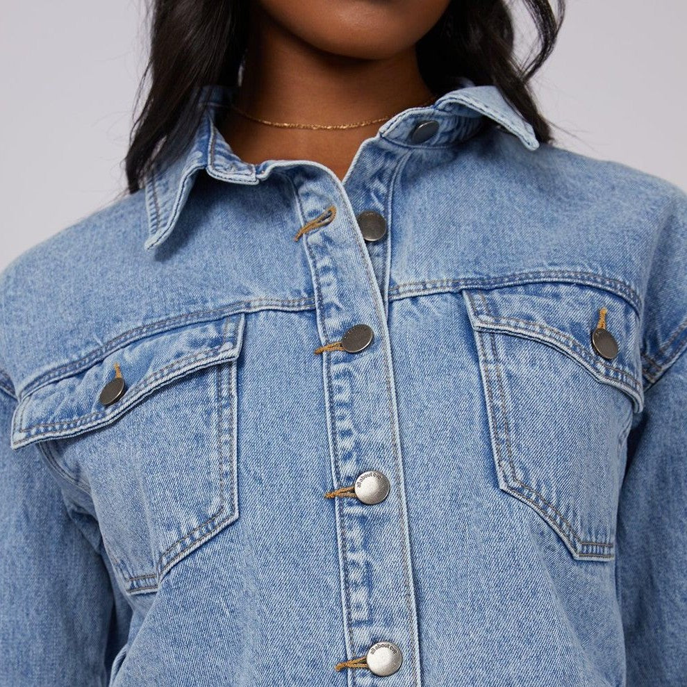 Cropped Utility Denim Jacket