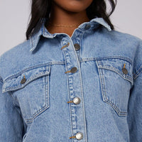 Cropped Utility Denim Jacket