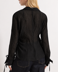Black Sheer Button-Down Top