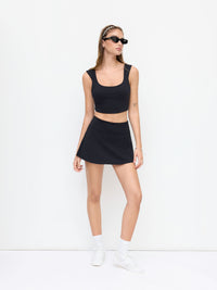 Black Square Neck Sleeveless Crop Top for Women